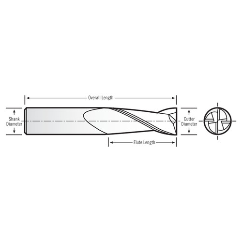 RobbJack S1-401-10-DLC | 0.313" Diameter x 0.313" Shank x 2.500" OAL 4 Flute DLC Coated Square End Mill