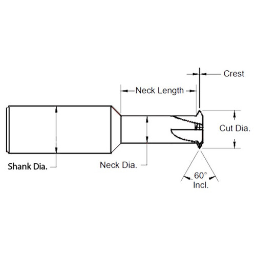 RobbJack THR-8-DLC | 0.128" Diameter x 0.188" Shank x 2.000" OAL DLC Coated Single Profile Thread Mill