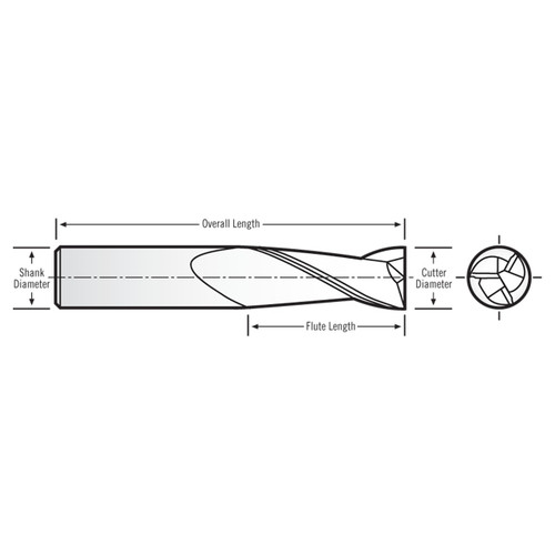 RobbJack TS-301-12 | 0.375" Diameter x 0.375" Shank x 2.500" OAL 3 Flute Uncoated Square End Mill