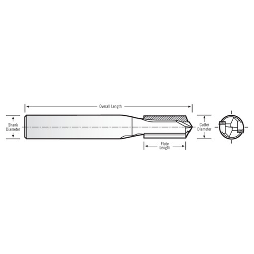 RobbJack CPCD-203-16 | 0.5000" Diameter x 0.5000" Shank x 3" OAL 2 Flute Uncoated Drill Point End Straight Router Bit