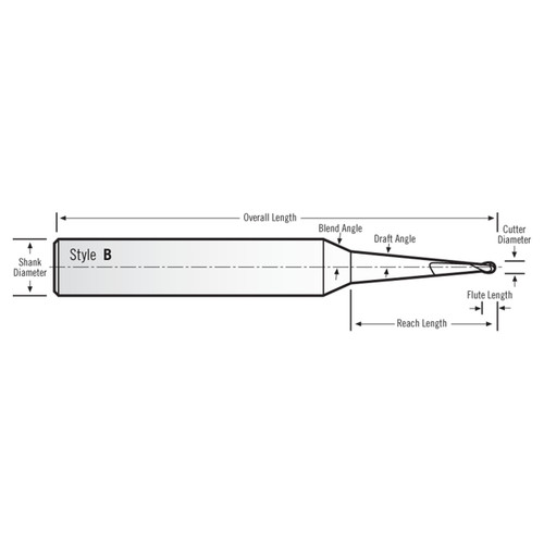 RobbJack DM-205-04 | 0.1250" Diameter x 0.2500" Shank x 3" OAL 2 Flute AlTiN Coated Coated Ball End Mill