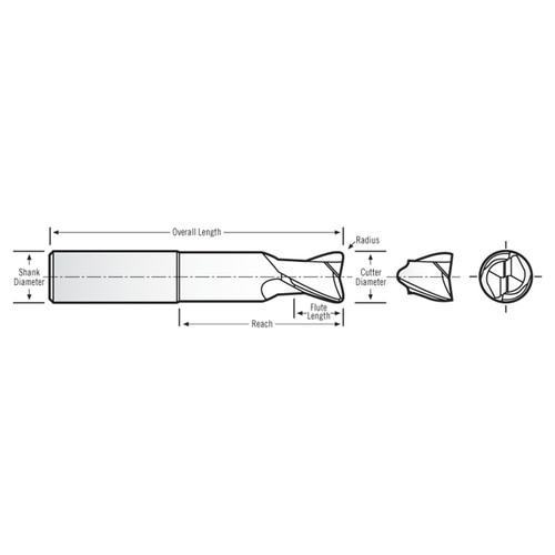 RobbJack FM-202-24-DLC | 0.7500" Diameter x 0.7500" Shank x 6" OAL 2 Flute DLC Coated Square End Mill