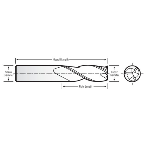 RobbJack ST-341-06-A | 0.1875" Diameter x 0.1875" Shank x 2" OAL 3 Flute AlTiN Coated Corner Chamfer End Mill