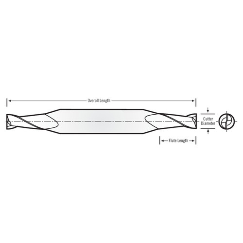 RobbJack T6-202-06-T | 0.1875" Diameter x 0.1875" Shank x 2" OAL 2 Flute TiN Coated Double Ended Square End Mill