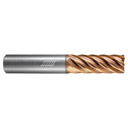 Helical Solutions 88690 | HEV-7 0.3750" Diameter x 0.3750" Shank x 3.5000" OAL x 0.0600" Radius 7 Flute Tplus Coated Corner Radius End Mill