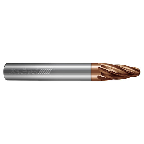 Helical Solutions 87984 | HMAF-FE-6 0.5000" Diameter x 0.5000" Shank x 4.0000" OAL x 1.1013" LOC 6 Flute Tplus Coated Barrel Cutter End Mill