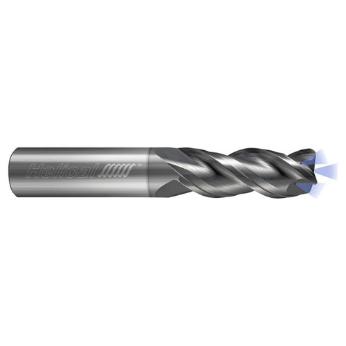 Helical Solutions 88156 | H40ALVC-3 0.7500" Diameter x 0.7500" Shank x 4.0000" OAL x 0.1250" Radius 3 Flute Nplus Coated Corner Radius End Mill