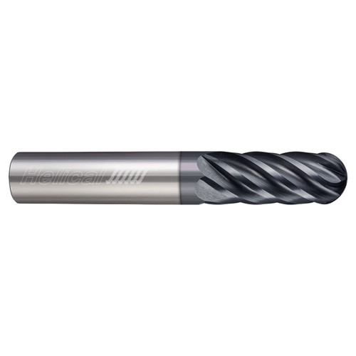 Helical Solutions 88355 | HEV-6 0.3125" Diameter x 0.3125" Shank x 3.0000" OAL x 1.2500" LOC 6 Flute Aplus Coated Ball End Mill