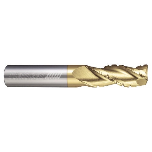 Helical Solutions 87777 | 0.2500" Diameter x 0.2500" Shank x 2.5000" OAL x 0.0100" Radius 3 Flute Dplus Coated Corner Radius End Mill