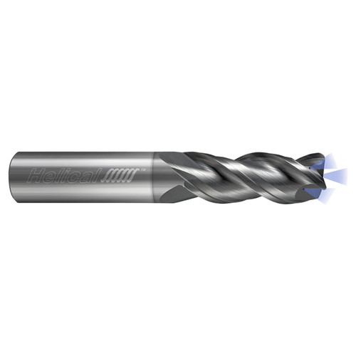 Helical Solutions 88102 | 0.2500" Diameter x 0.2500" Shank x 2.0000" OAL x 0.0600" Radius 3 Flute Nplus Coated Corner Radius End Mill