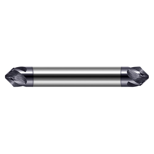 Harvey Tool 784908 | 1/8" Shank x 1-1/2" OAL 5 Flute Uncoated Double Ended Chamfer Cutter