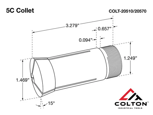 Colton Industrial Tools 99076 | 1-3/64" Size Hardened alloy steel 5C Round Collet
