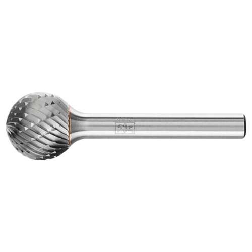 Pferd 21724592 | 24592 5/8" Diameter x 1/4" Shank x 2-5/16" OAL x 9/16" LOC Annealed cast iron Ball Shape Double Cut Burr