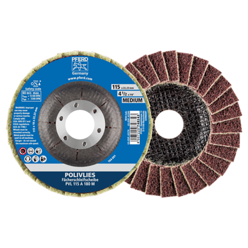 Pferd 44694102 | 43274 4-1/2" Diameter x 3/4" Width 180 Grit Aluminum Non-Woven Flap Disc