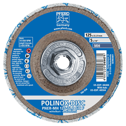 Pferd 47802698 | 48504 5" Diameter x 1/2" Width Silicon Carbide Unitized Disc