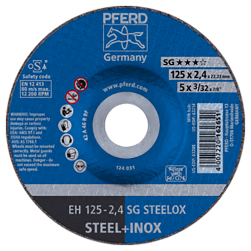 Pferd 61341222 | 63205 5" Diameter x 3/32" Width Aluminum Oxide Cutoff Wheel