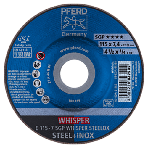 Pferd 62211848 | 61582 4-1/2" Diameter x 1/4" Width Aluminum Oxide Grinding Wheel