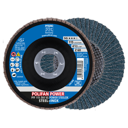Pferd 67686115 | 62178 4-1/2" Diameter x 60 Grit Zirconia Flap Disc