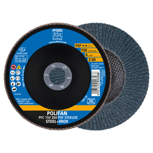 Pferd 67766150 | 63072 6" Diameter x 60 Grit Zirconia Flap Disc