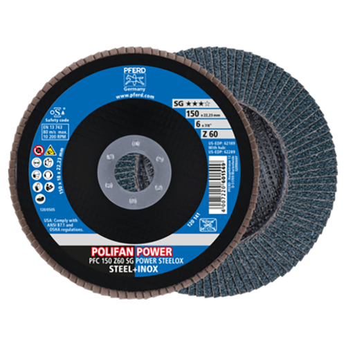 Pferd 67786150 | 62189 6" Diameter x 60 Grit Zirconia Flap Disc