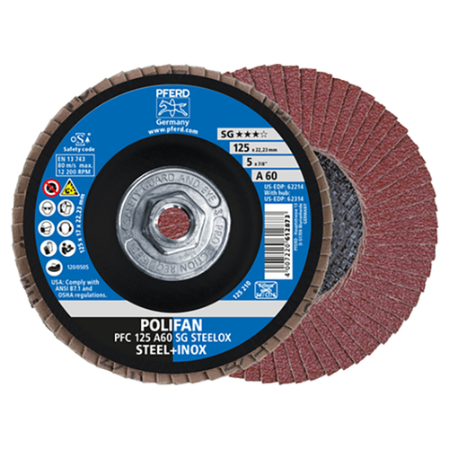 Pferd 69300523 | 62314 5" Diameter x 60 Grit Aluminum Oxide Flap Disc