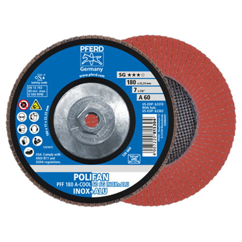 Pferd 69300555 | 62382 7" Diameter x 60 Grit Aluminum Oxide Flap Disc