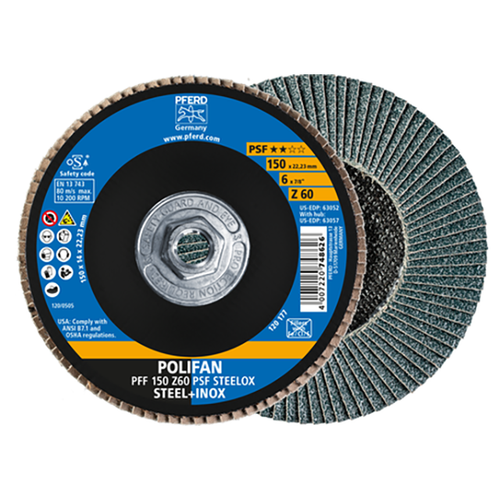 Pferd 69300649 | 63057 6" Diameter x 60 Grit Zirconia Flap Disc