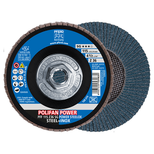 Pferd 69300800 | 62273 4-1/2" Diameter x 36 Grit Zirconia Flap Disc