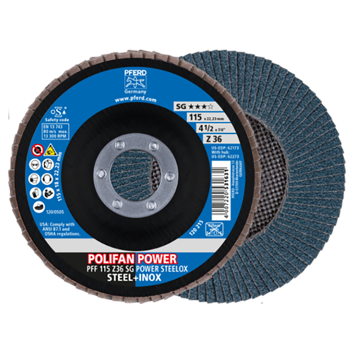 Pferd 69300823 | 62173 4-1/2" Diameter x 36 Grit Aluminum Oxide Flap Disc