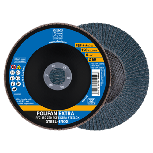 Pferd 69300860 | 60642 6" Diameter x 60 Grit Zirconia Flap Disc