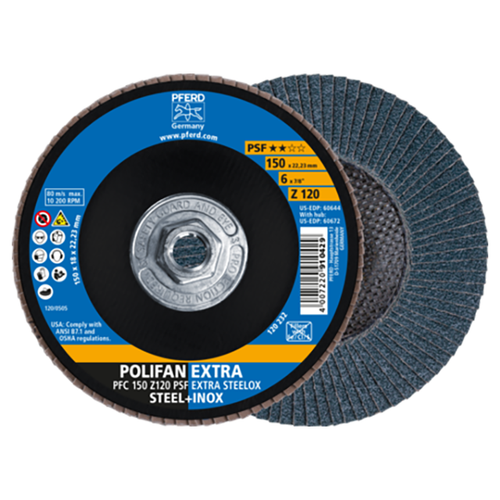 Pferd 69300872 | 60672 6" Diameter x 120 Grit Zirconia Flap Disc