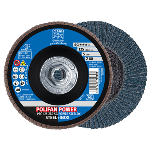 Pferd 69300878 | 62291 5" Diameter x 80 Grit Zirconia Flap Disc
