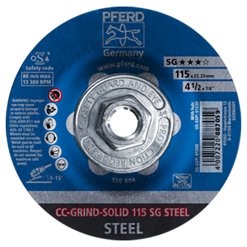 Pferd 69401585 | 61220 4-1/2" Diameter x 5/8-11" Thread Ceramic Grinding Disc