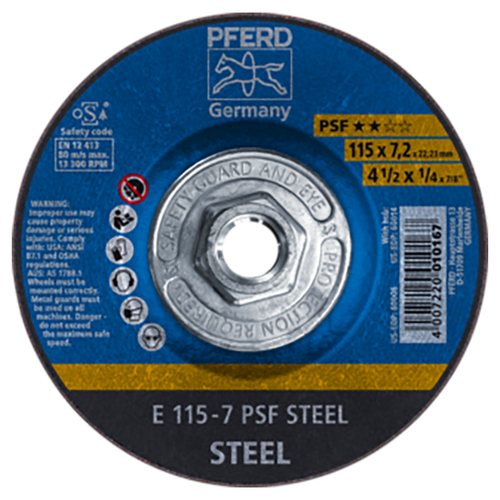 Pferd 69901720 | 60014 4-1/2" Diameter x 1/4" Width Aluminum Oxide Grinding Wheel