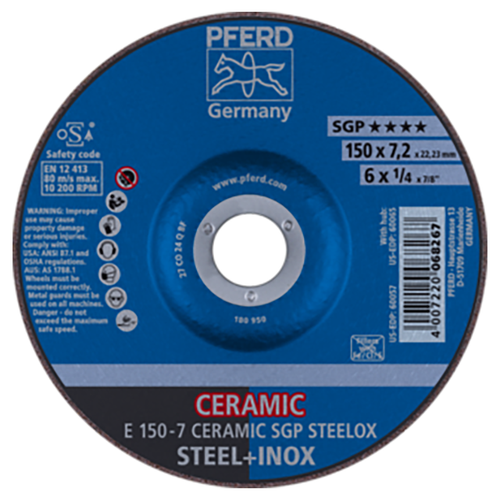 Pferd 69901759 | 60057 6" Diameter x 1/4" Width Ceramic SGP Steelox Grinding Wheel