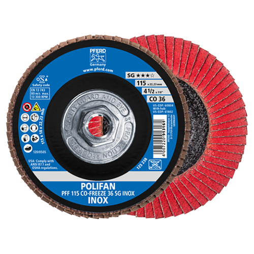 Pferd 69902557 | 61082 4-1/2" Diameter x 36 Grit Ceramic Flap Disc