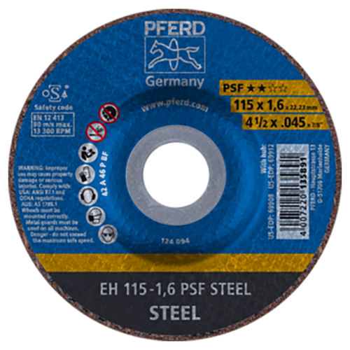 Pferd 69902571 | 69908 4-1/2" Diameter x 0.045" Width Aluminum Oxide Cutoff Wheel