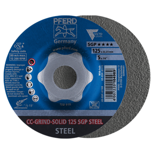 Pferd 69902587 | 61172 5" Diameter x 5/8-11" Thread Ceramic Grinding Disc