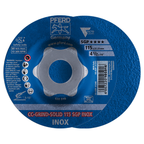 Pferd 69902590 | 61243 4-1/2" Diameter x 5/8-11" Thread Ceramic Grinding Disc