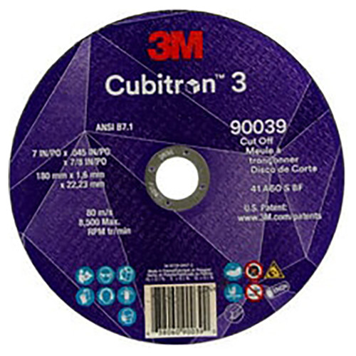 3M 7100313189 |  7" x 0.45" x 7/8" Size  60+ Grit Cut-Off Wheel