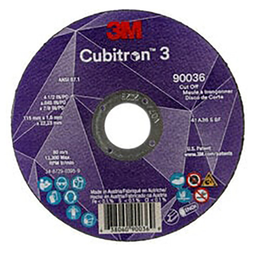 3M 7100304006 | 4.500" Overall Diameter x 0.045" Thickness x 13300.0 RPM 36+ Grit Precision Shaped Ceramic Cut-Off Wheel