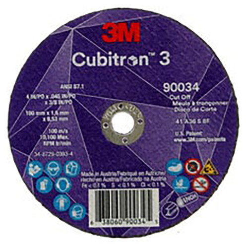 3M 7100304004 | 4.000" Overall Diameter x 0.045" Thickness x 21000.0 RPM 36+ Grit Precision Shaped Ceramic Cut-Off Wheel