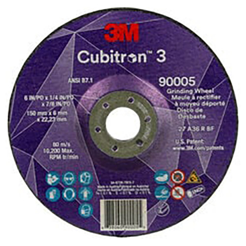 3M 7100313193 | 6" x 1/4" x 7/8" Size  36+ Grit Depressed Center Grinding Wheel