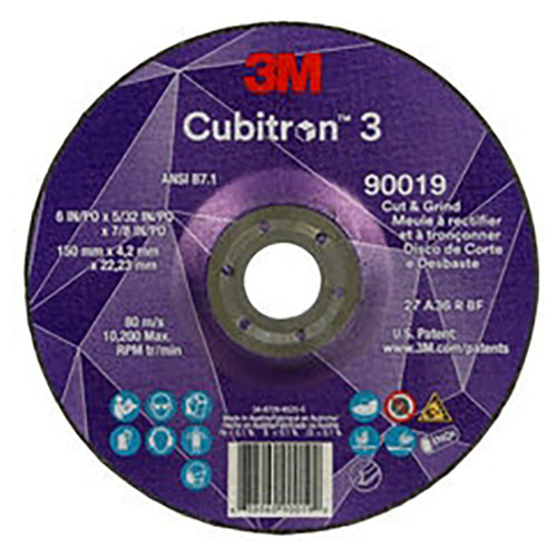 3M 7100313552 | 6 in x 5/32 in x
7/8 in Size 36+ Grit Cut and Grind Wheel
