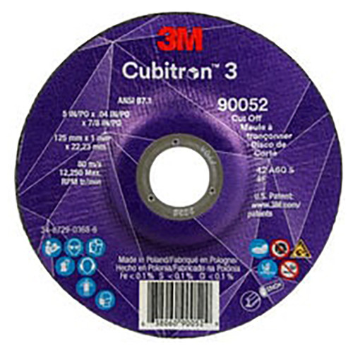 3M 7100303856 | 5.000" Overall Diameter x 0.040" Thickness x 12250.0 RPM 60+ Grit Precision Shaped Ceramic Cut-Off Wheel