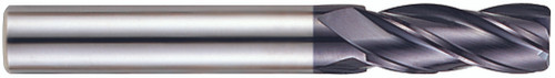YG1 93257 | 1/2" Diameter x 1/2" Shank x 4" OAL x 1" LOC 4 Flute ALTiN Coated Carbide Corner Radius End Mill