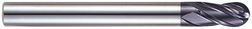 YG1 93365 | 37/47" Diameter x 37/47" Shank x 6-3/10" OAL x 1 1/2" LOC 4 Flute ALTiN Coated Carbide Ball Nose End Mill
