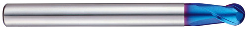YG1 G8A43012 | 3/16" Diameter x 1/4" Shank x 3" OAL x 3/16" LOC 2 Flute Blue Coated Carbide Ball Nose End Mill