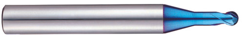 YG1 G8A54903 | 0.80mm Diameter x 6.00mm Shank x 0.80mm LOC x 5.50mm LBS x 50.00mm OAL x 0.40mm Radius x 30 Degree Helix Angle 2 Flute Blue Coated Carbide G8A54 Ball Nose End Mill