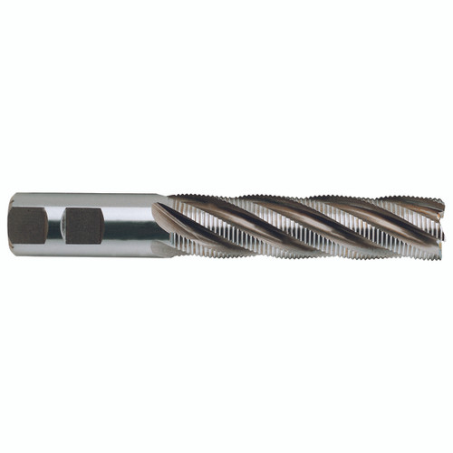 YG1 E9A86032 | 1/2" Diameter x 1/2" Shank x 4" OAL x 2" LOC 4 Flute Bright Coated Premium HSS-PM Roughing End Mill